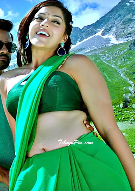 Gorgeous actress MEHREEN KAUR PIRZADA looks hot in green colour saree
