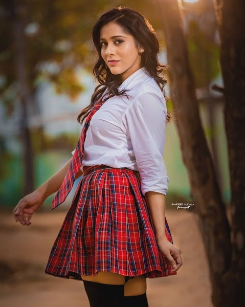 Anchor RASHMI GAUTHAM raise the temperatures in School Uniform dress