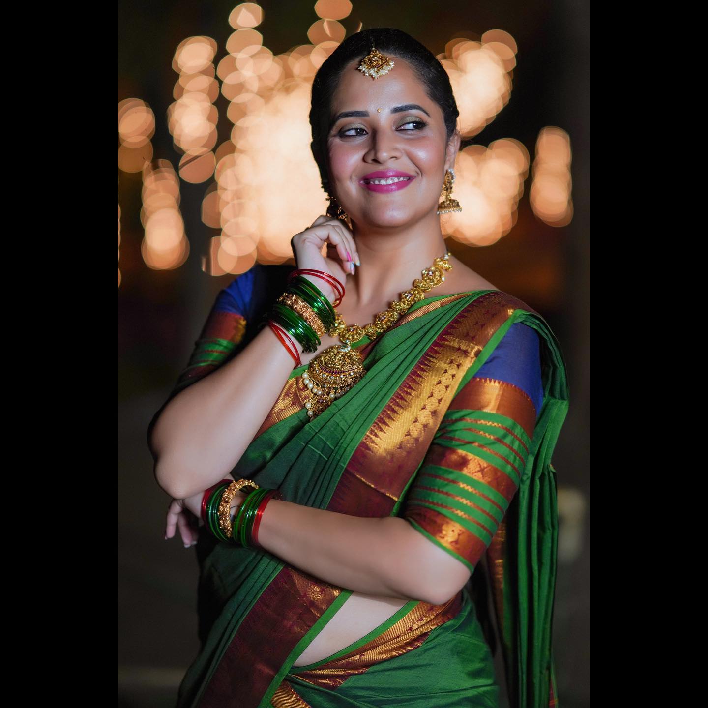 Anasuya Bhardwaj stills in half saree for Diwali
