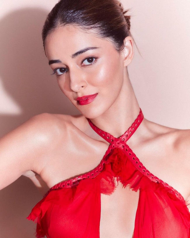 Ananya Panday fascinating stills in red dress