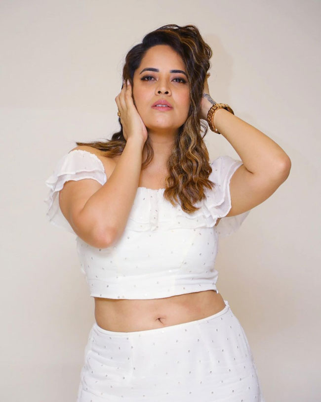 Anasuya Bhardwaj looks hot white outfit
