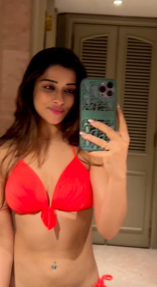 Diva Nyra Banerjee Looks Super Hot In Red Bikini Glam Actress