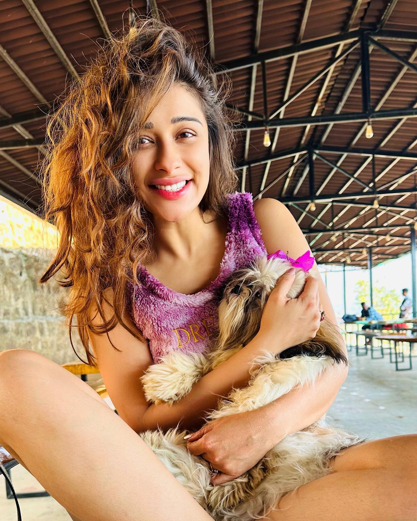 Nyra Banerjee poses with her little munchkin