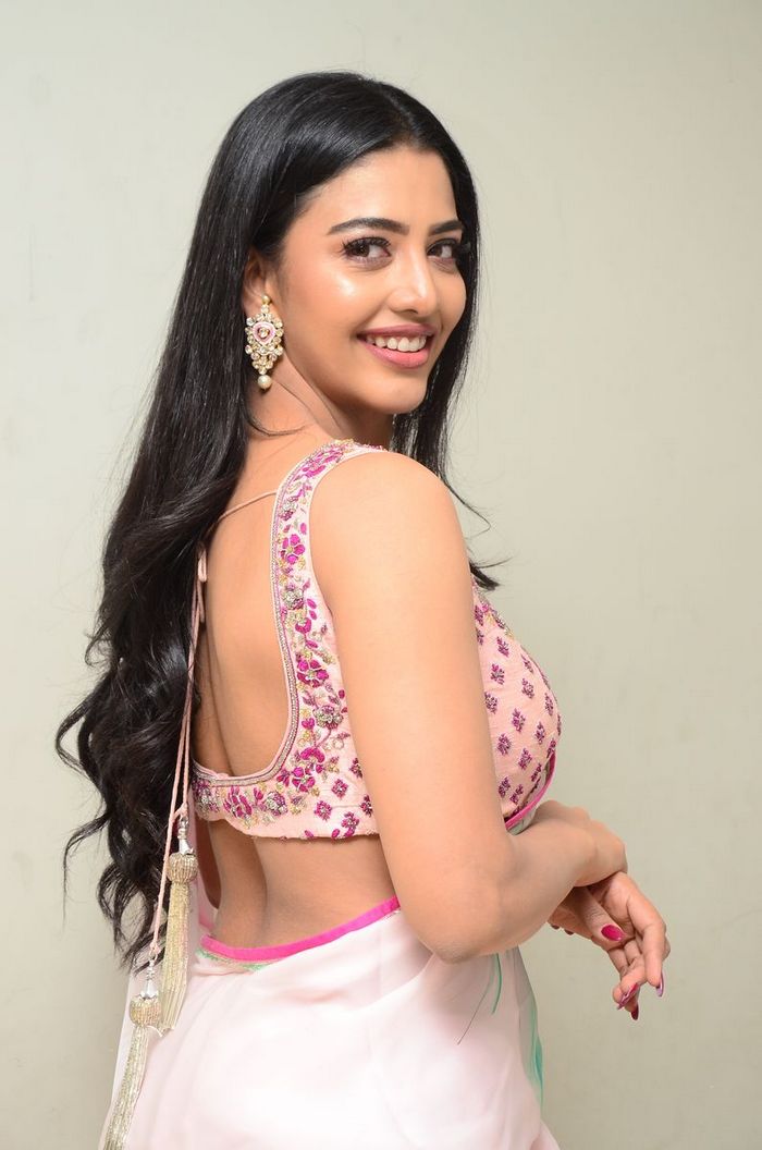 Daksha Nagarkar  looks hot in saree during at Zombie Reddy movie teaser launch