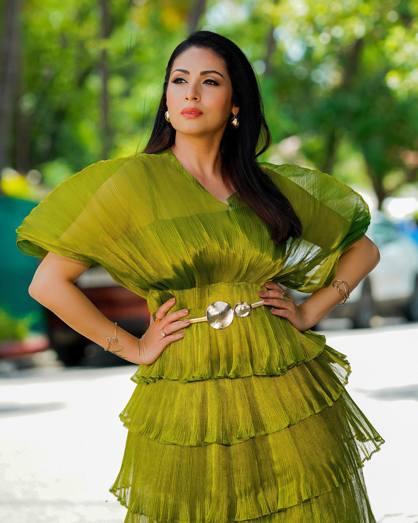 Sadha dazzles in lovely green outfit